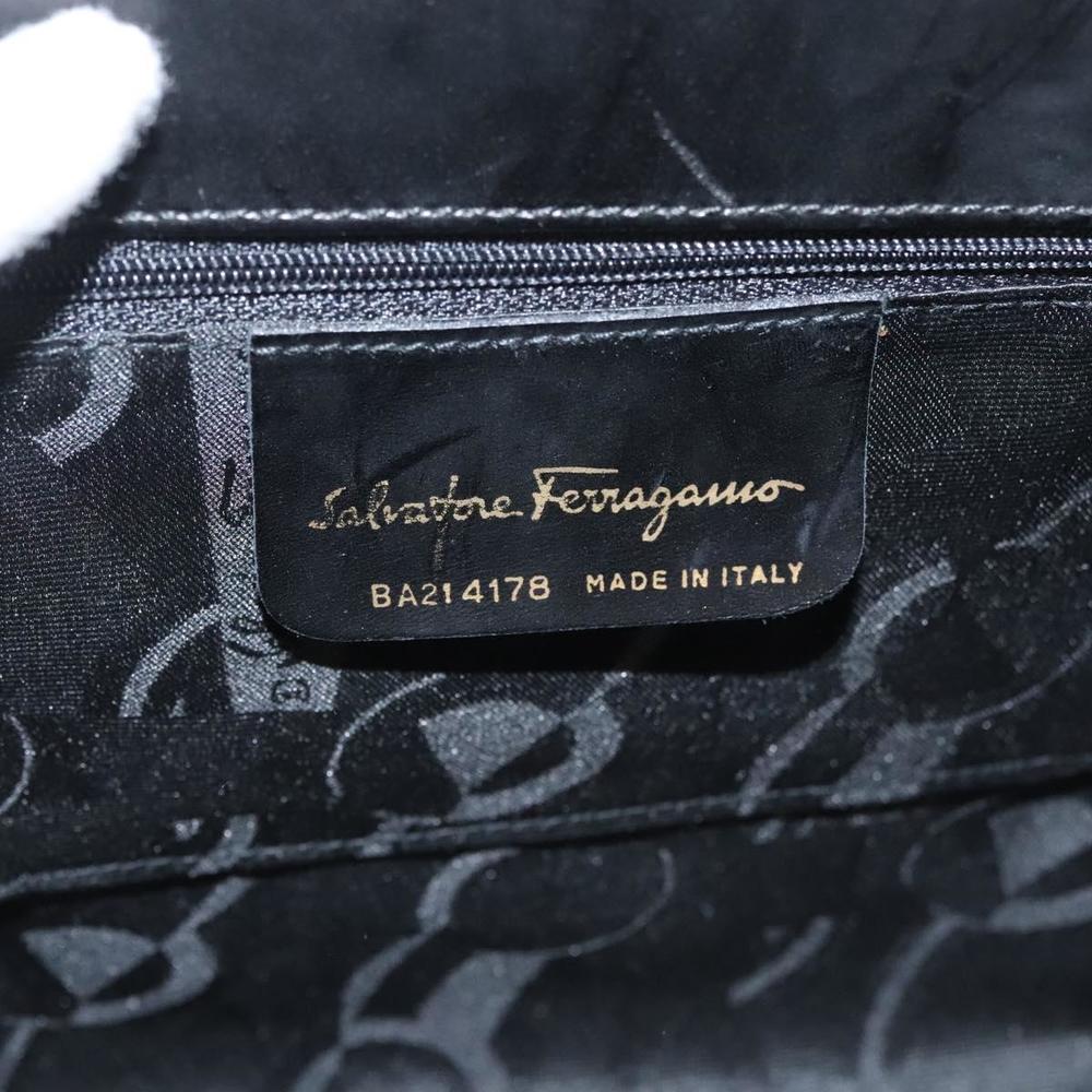 Salvatore Ferragamo Vala Hand Bag Leather 2way Black Gold Auth gh079 - Picture 11 of 16
